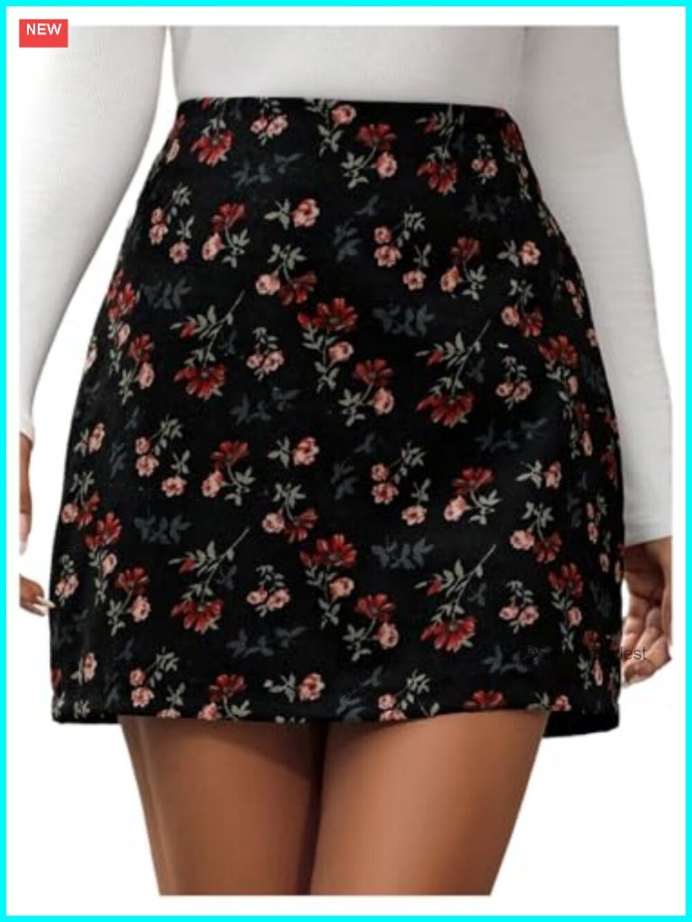 Women's Floral A Line Mini Skirt High Waist Zipper Fall Outfit